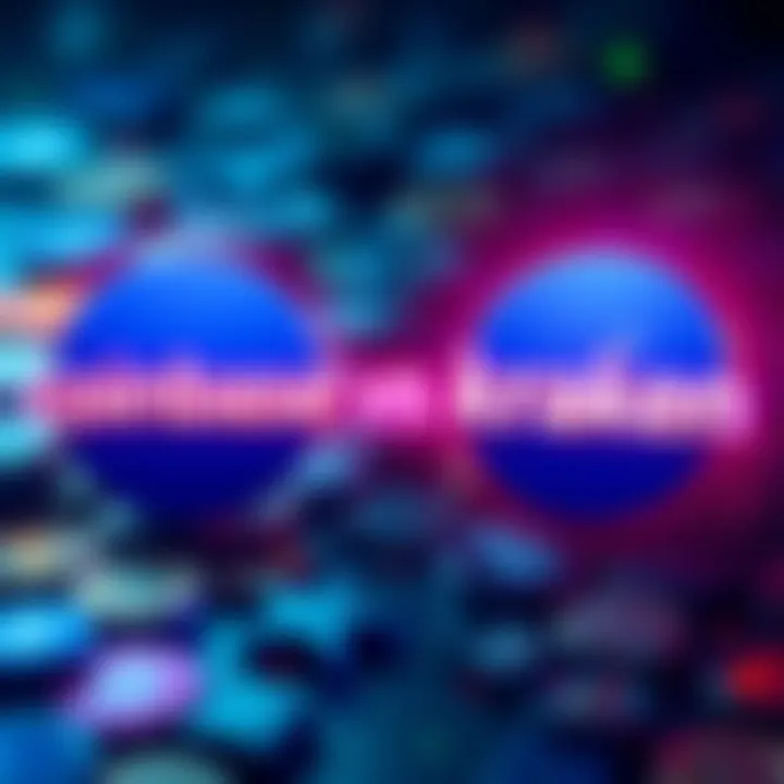 A side-by-side comparison of the Coinbase and Kraken logos with cryptocurrency symbols in the background