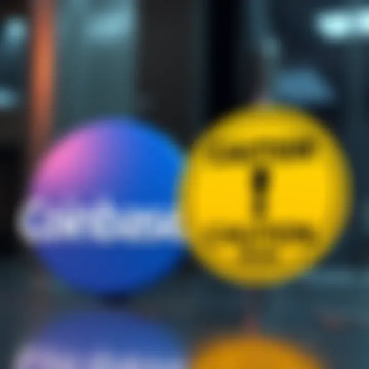 Coinbase logo alongside a caution sign indicating concerns about the future of cryptocurrency regulation.