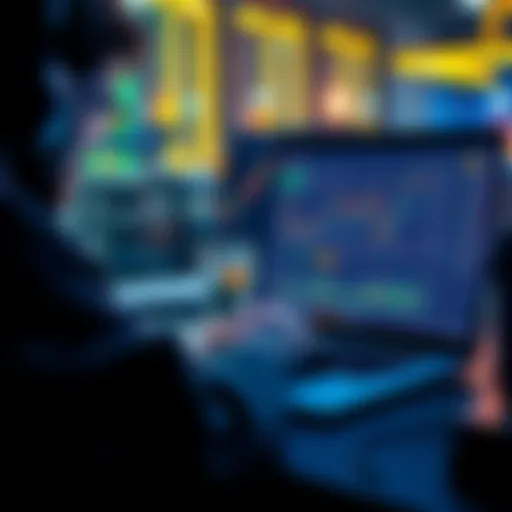 CoinMarketCap API Overview A developer working on a laptop, analyzing CoinMarketCap API with charts and graphs displayed on the screen, highlighting crypto data analysis.