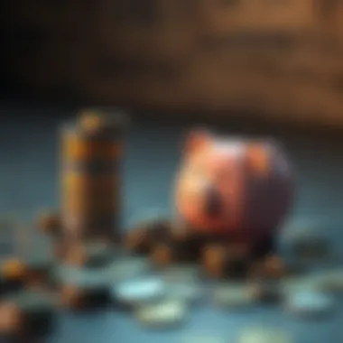 A pile of coins next to a broken piggy bank, symbolizing the concept of money losing value over time