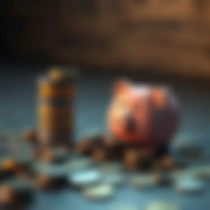 A pile of coins next to a broken piggy bank, symbolizing the concept of money losing value over time