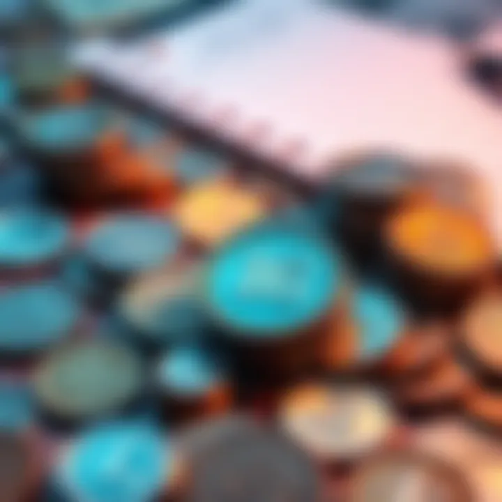 A close-up view of coins and cash representing daily earnings of 16 cents, with a notepad for tracking goals in the background.