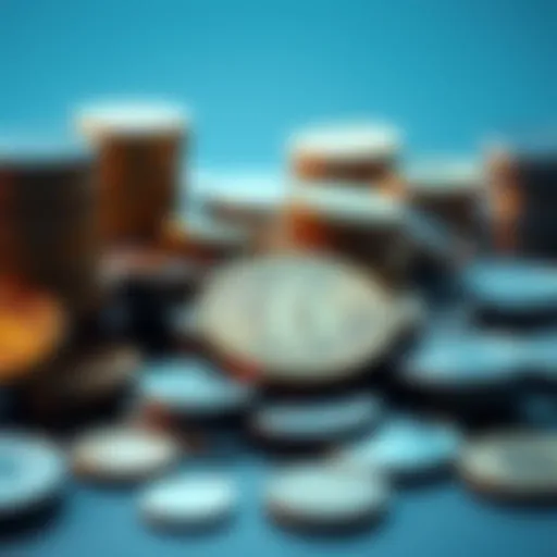 A collection of old and new coins representing the evolution of currency from Bitcoin to future coins.