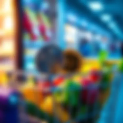 Two digital coins representing ADA and Midnight placed on a shopping cart filled with groceries, symbolizing their use in daily purchases.