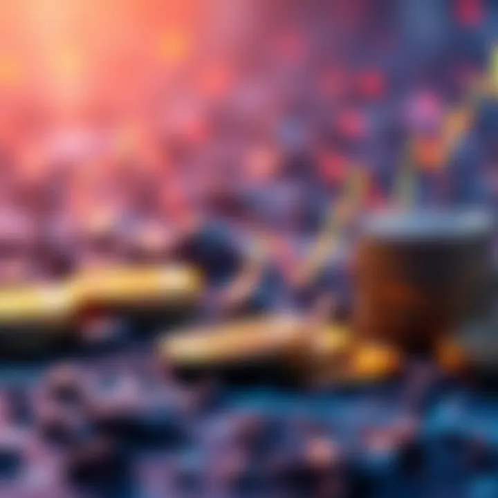 A visual representation of coins bouncing back after hitting a support level on a chart, indicating market strength and potential for growth.