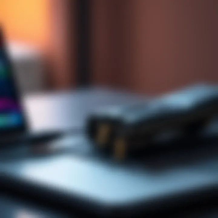 A cold wallet connected to a laptop, illustrating potential security risks for cryptocurrency storage.