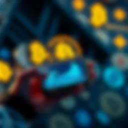 A person holding a cold wallet device with cryptocurrency symbols in the background