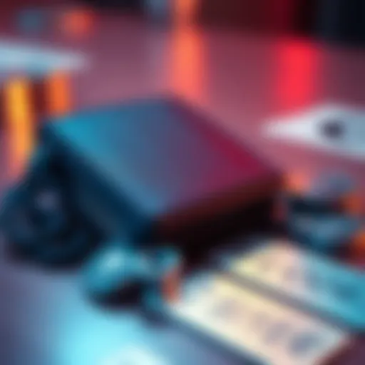 A cold wallet device for storing cryptocurrency alongside metal seed phrase plates on a table.