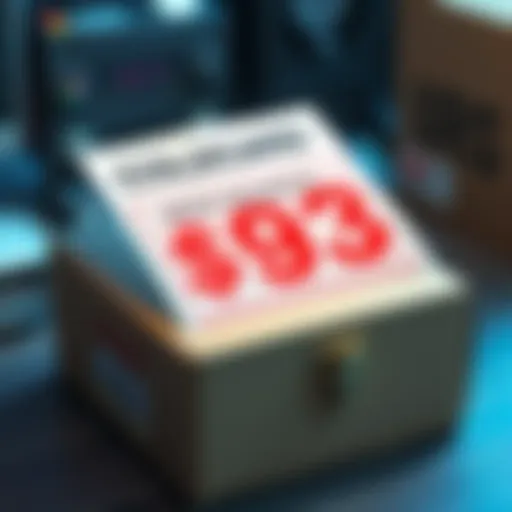 A Coldcard device box with a large import fee notice placed on top, highlighting a $93 charge