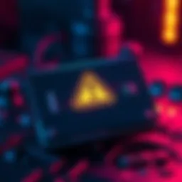 A Coldcard wallet Mk4 with a warning symbol indicating a vulnerability in seed generation that could lead to Bitcoin theft.