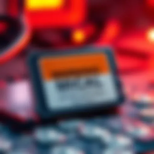 A Coldcard hardware wallet with a warning sign about weak-seed theft