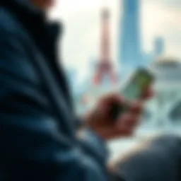 A person using a Coldcard MK4 alongside their iPhone in a travel setting, showing a secure Bitcoin management process.