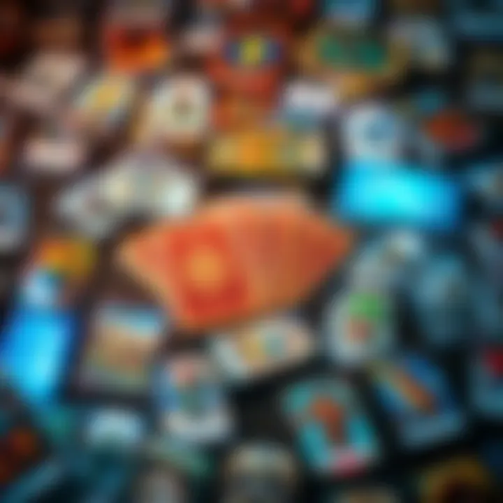 A variety of collectible cards laid out for sale online, showing popular designs and types.