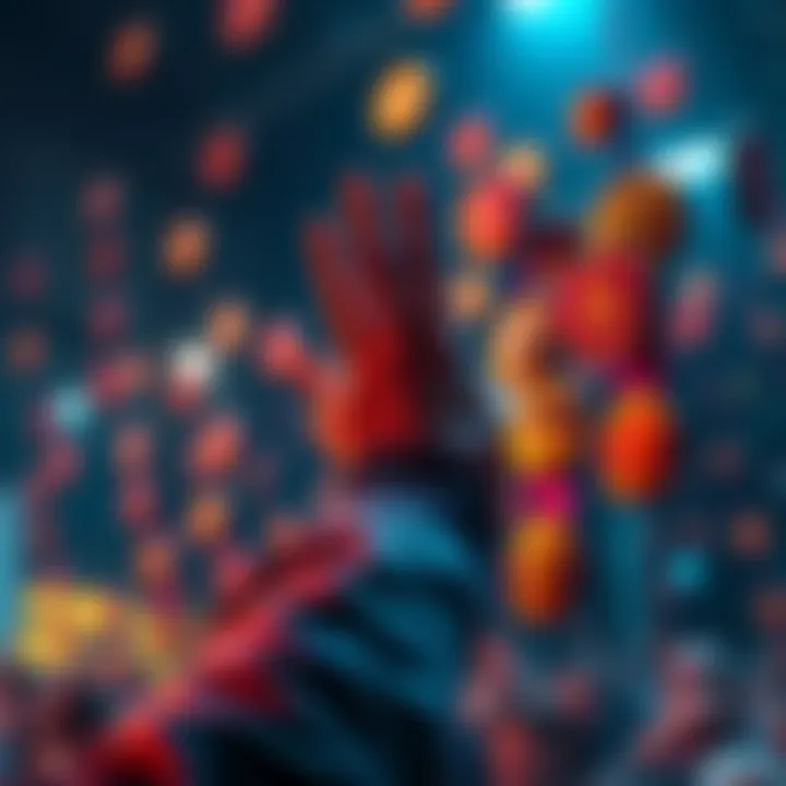 A person reaching for badges, representing a milestone achievement