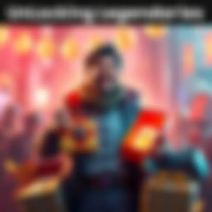 A happy collector holding two legendary parcels, surrounded by common parcels. Bright colors and festive atmosphere mark this special moment.