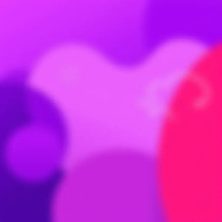 A vibrant purple background with abstract shapes that evoke creativity and positive energy.