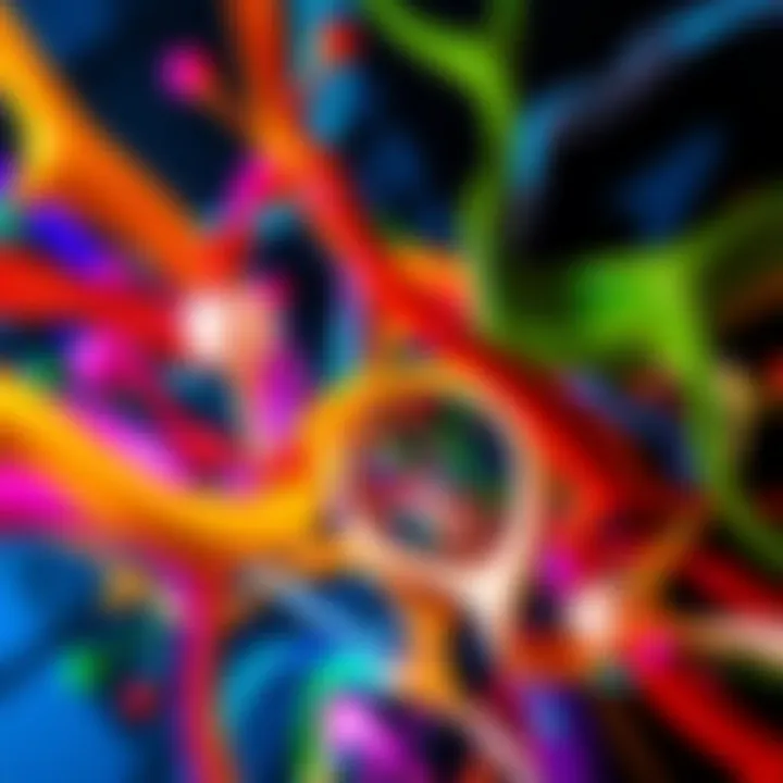 An abstract art piece showing vibrant colors and twisted shapes, illustrating the concept of distortion in language and art.