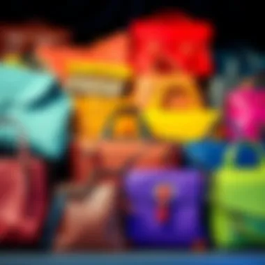 A variety of stylish bags arranged neatly, showcasing different colors and designs ideal for collectors.