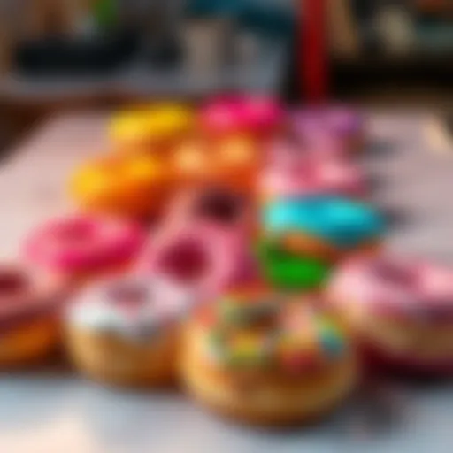 A variety of colorful donuts displayed on a table, representing the concept of donuts discussed in forums.