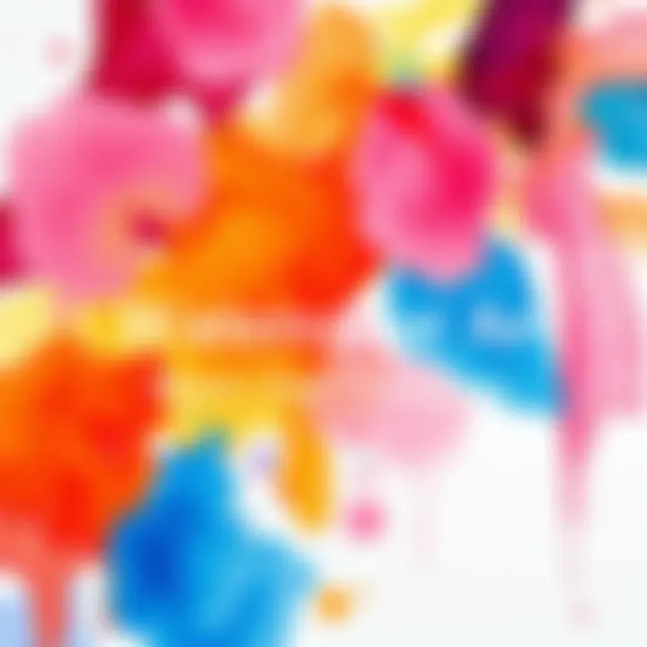 A vibrant watercolor painting featuring a mix of colors, inviting viewers to engage and share opinions.