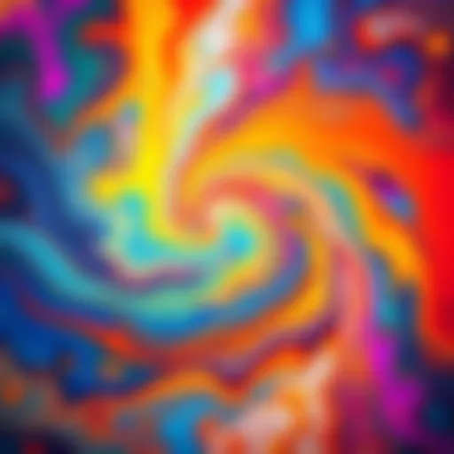 A vibrant abstract painting with swirls of color that evoke emotion