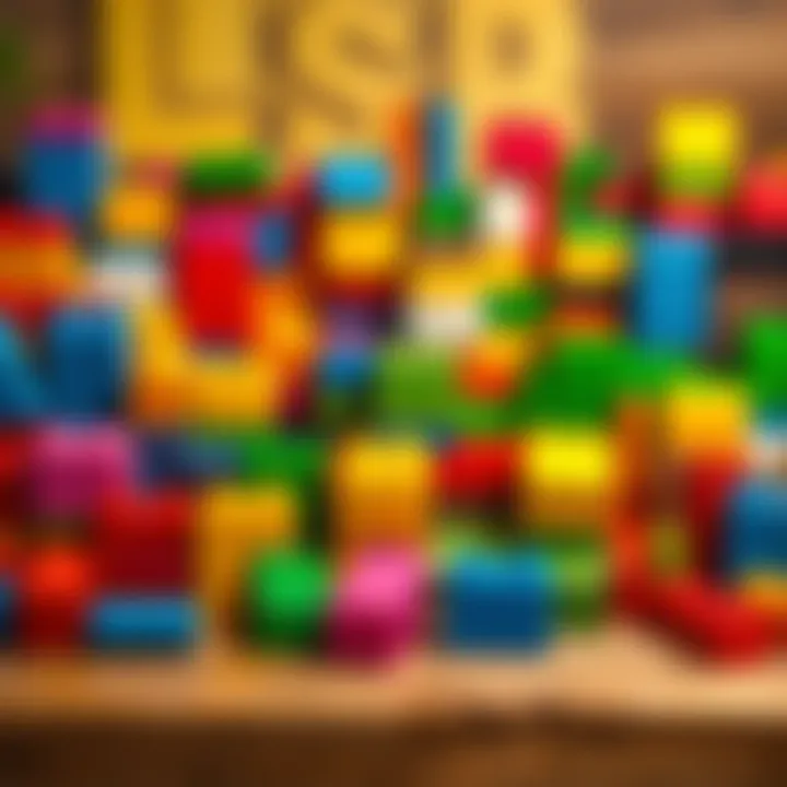 A variety of colorful building blocks in different shapes, displayed on a wooden table, showcasing affordable alternatives to Lego sets.
