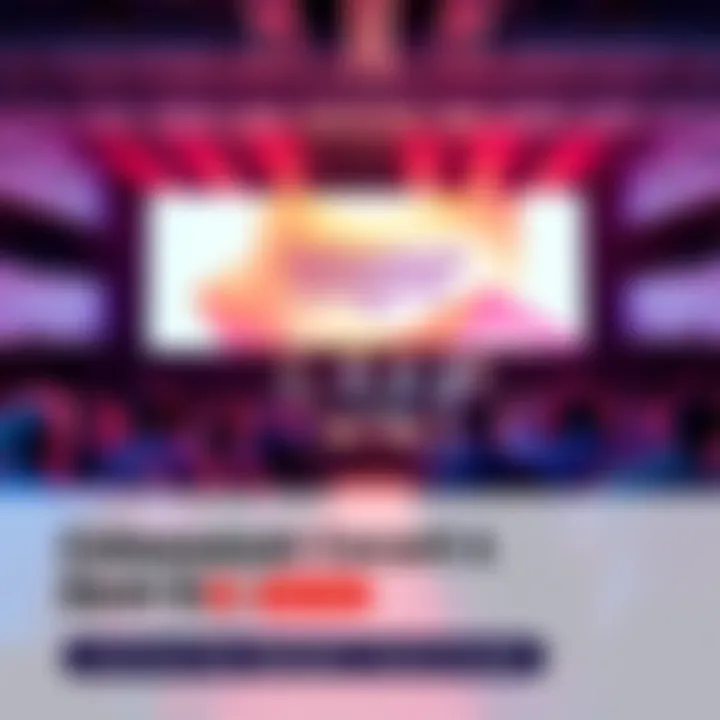 A presentation stage with entrepreneurs showcasing their startups during Colosseum's Cohort 4 Demo Day