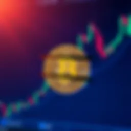 An illustration of a barred Bitcoin symbol with a stock market graph in the background, representing the halt on Bitcoin ETF purchases by CommSec.