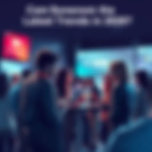 A group of people engaging in conversation about the latest trends in 2026, sharing insights and ideas.