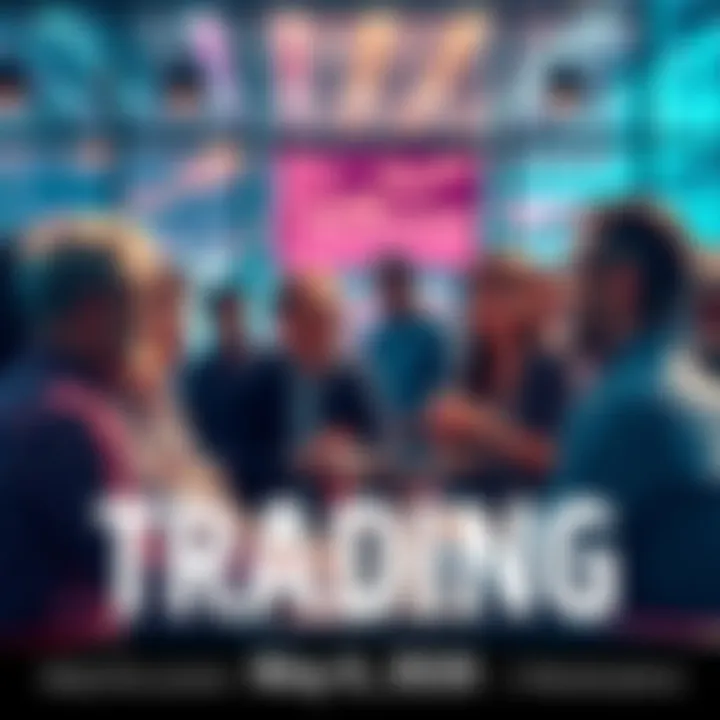 A group of people engaging in a discussion about trading strategies and sharing insights in a friendly atmosphere.