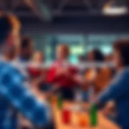 A group of diverse people discussing together, sharing ideas and opinions in a friendly setting.