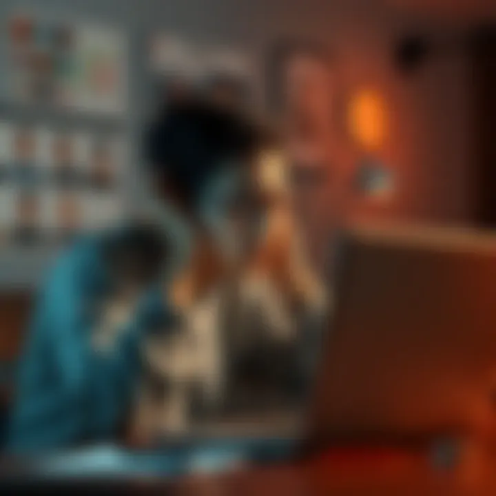 A person expressing concern over losing $15k in cryptocurrency, looking for solutions on a laptop with community forums open in background.