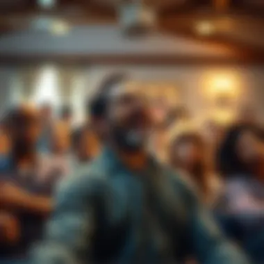 Community members expressing anger Group of people in a town meeting showing frustration over Byron's scam and project abandonment