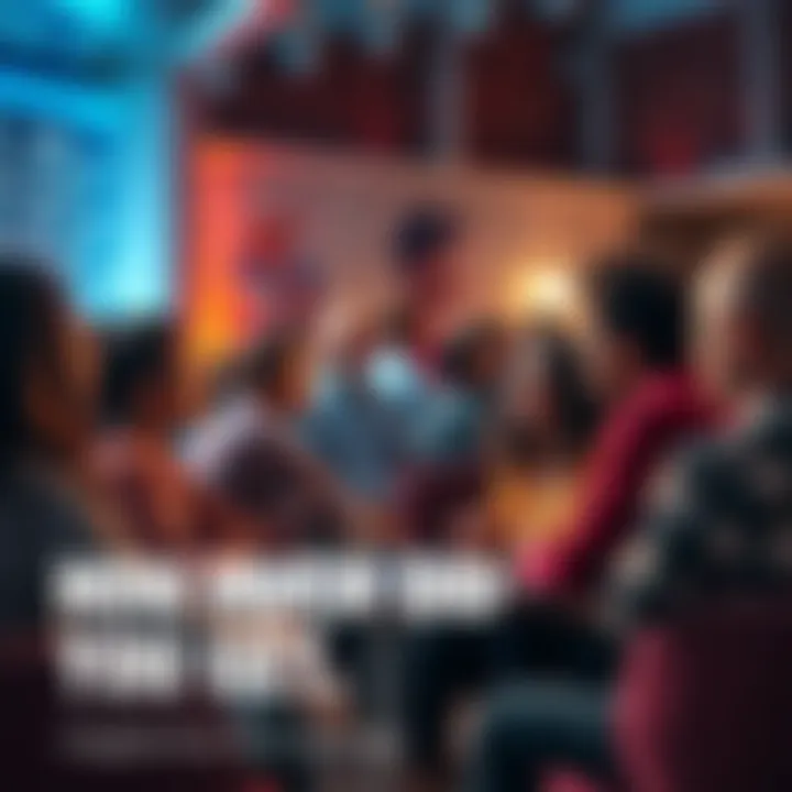 A group of people discussing their personal achievements in a casual setting.