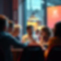 Community Discussion Group of people sharing ideas in a lively discussion thread