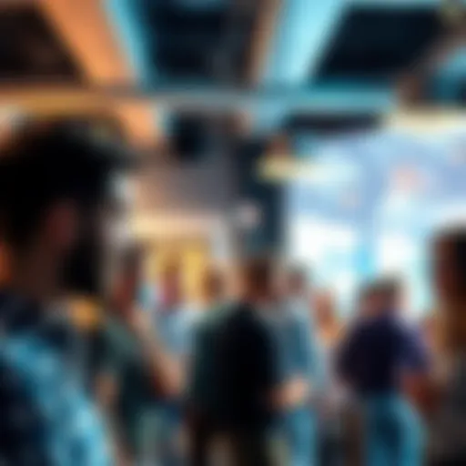 A group of people engaging in conversation at a community event, sharing thoughts and ideas on current topics.