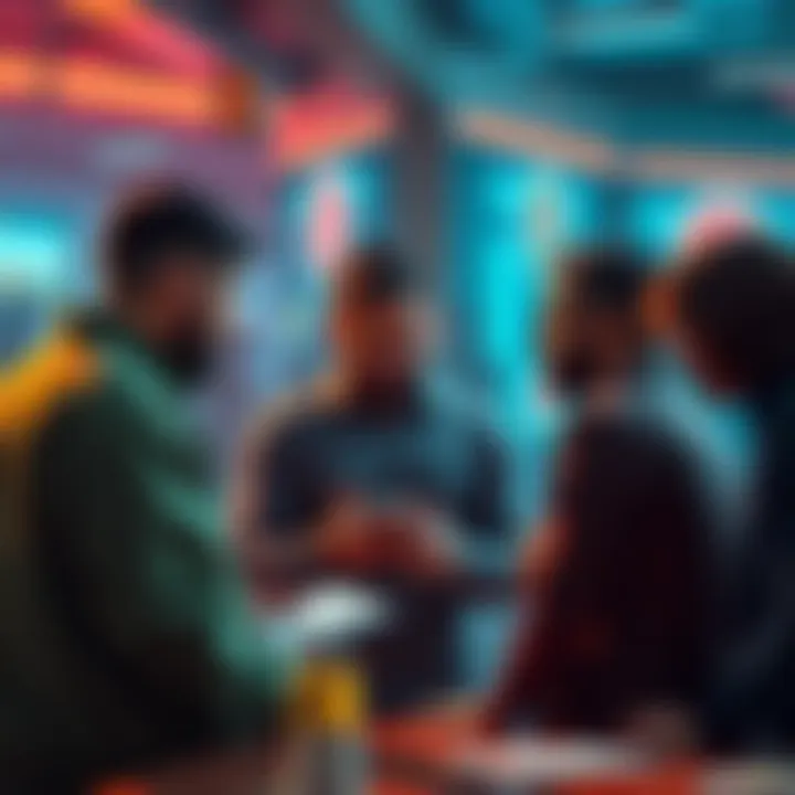 A group of people discussing cryptocurrency strategies together, showing collaboration and teamwork during market decline.