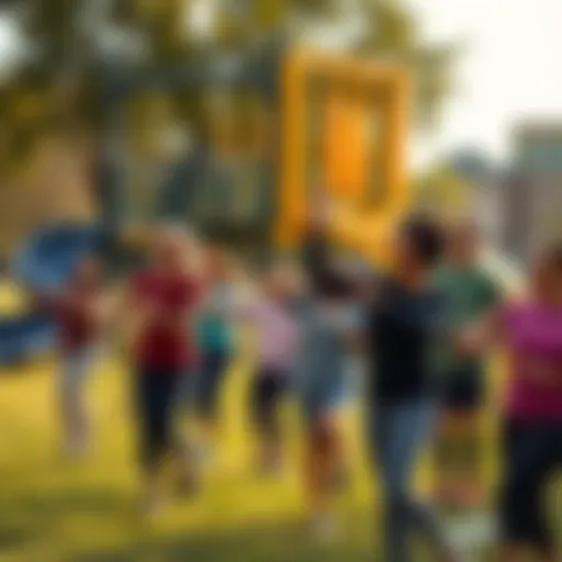 A group of people participating in a fitness class in a park, encouraging each other and enjoying healthy activities together.