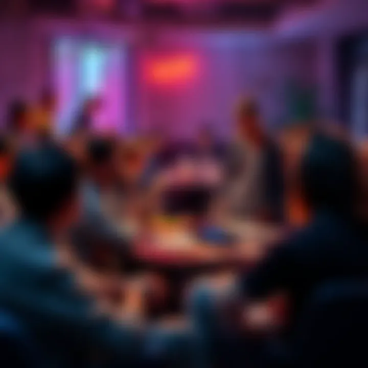 Community Focus in Crypto A diverse group of people discussing cryptocurrency in a casual setting, emphasizing community interaction and collaboration.