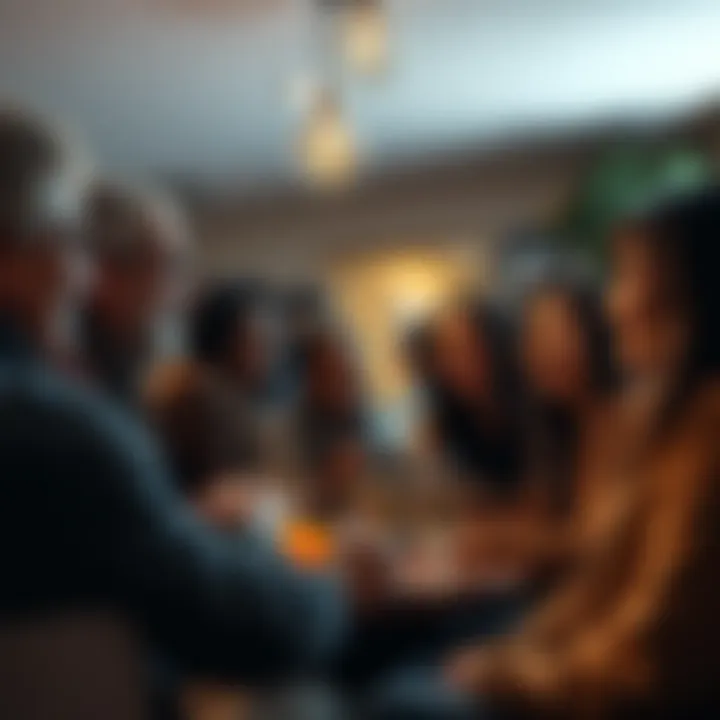 People of diverse backgrounds gather in a cozy community space, sharing smiles and enjoying each other's company.