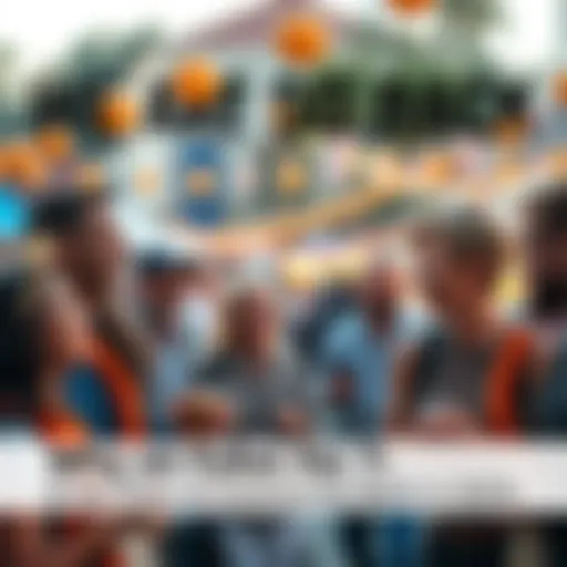 A group of people enjoying a local festival, smiling and engaging with one another.