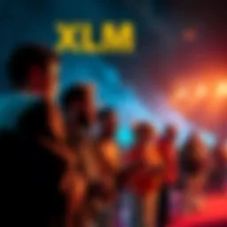 A group of XLM enthusiasts discussing their commitment to the investment, showing determination and hope.