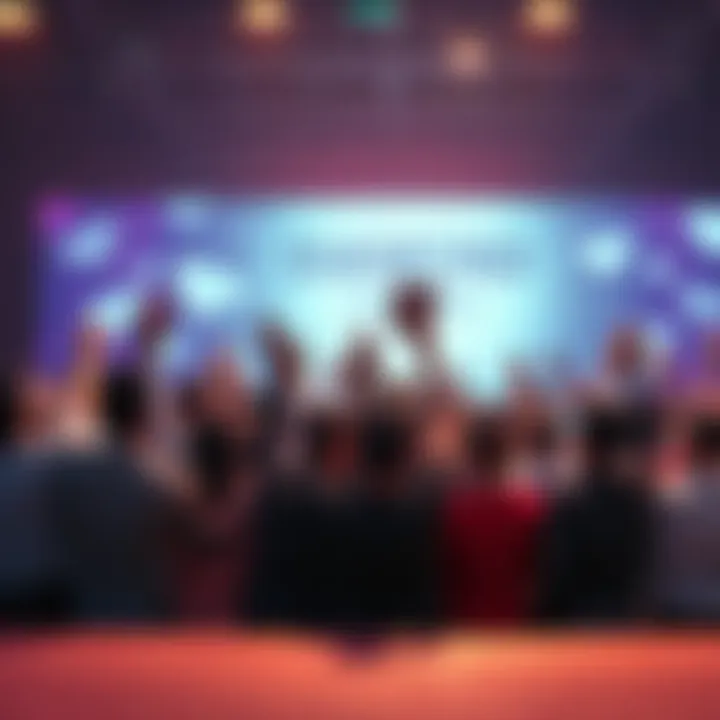 A vibrant group of people gathered, holding up signs that symbolize confidence in their investments, with images of diamonds in the background