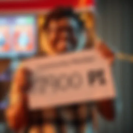 A happy community member holding a sign that says 7900 PI, representing their journey of earning money through daily tasks