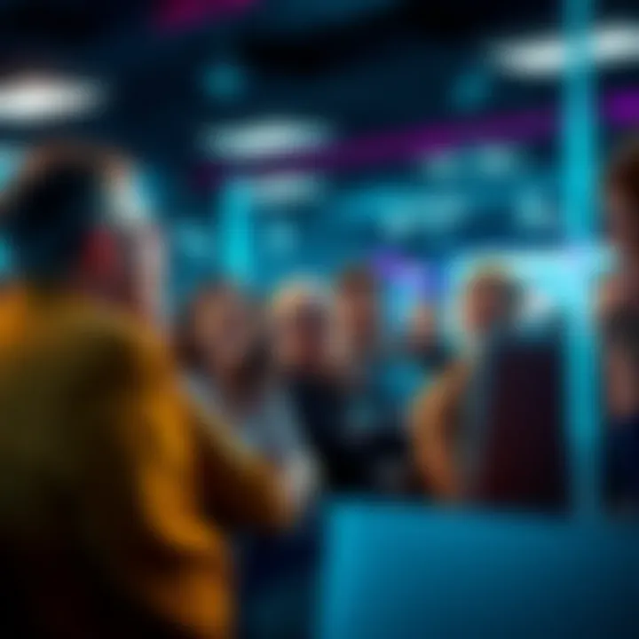 A group of people laughing and discussing in a forum setting about the AMP topic, showcasing their funny interactions and insights.