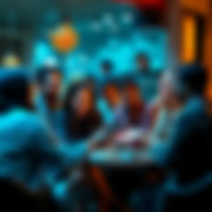 A diverse group of people discussing cryptocurrency in a casual setting, sharing tips and resources.