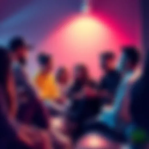 A group of diverse people discussing their experiences with cryptocurrency in a supportive setting