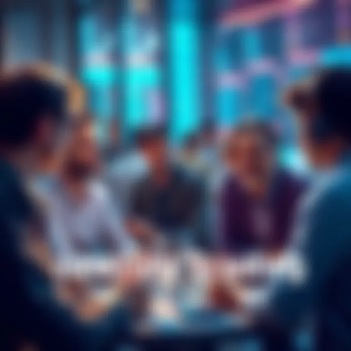 People engaging in a discussion about trading strategies and market trends