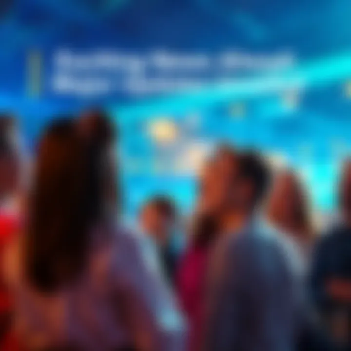 A group of people discussing new community changes with excitement and anticipation.