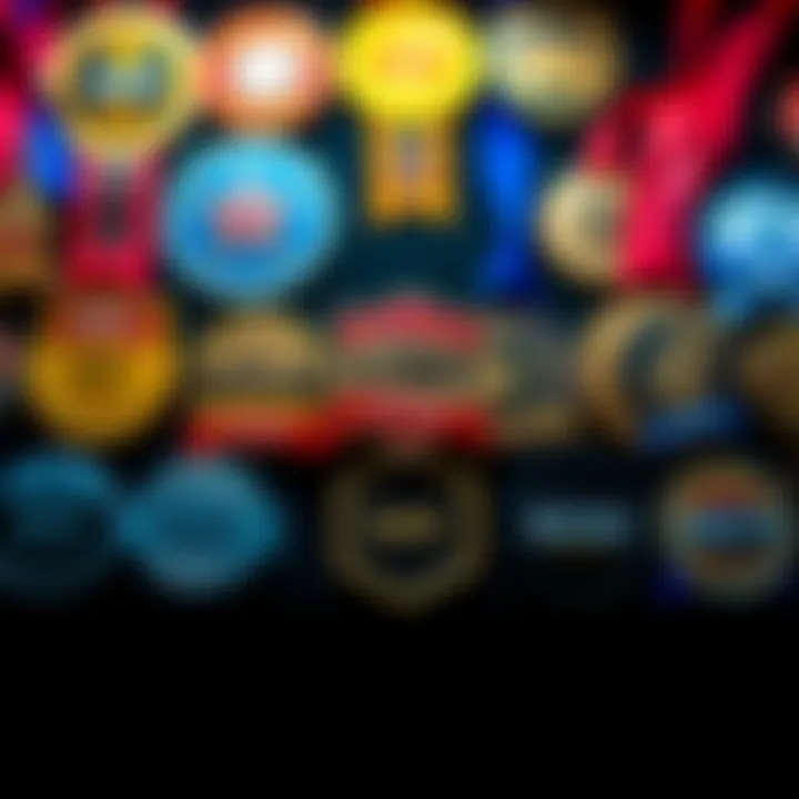 A visual display of purchased badges alongside earned event badges, highlighting their differences in design and value.